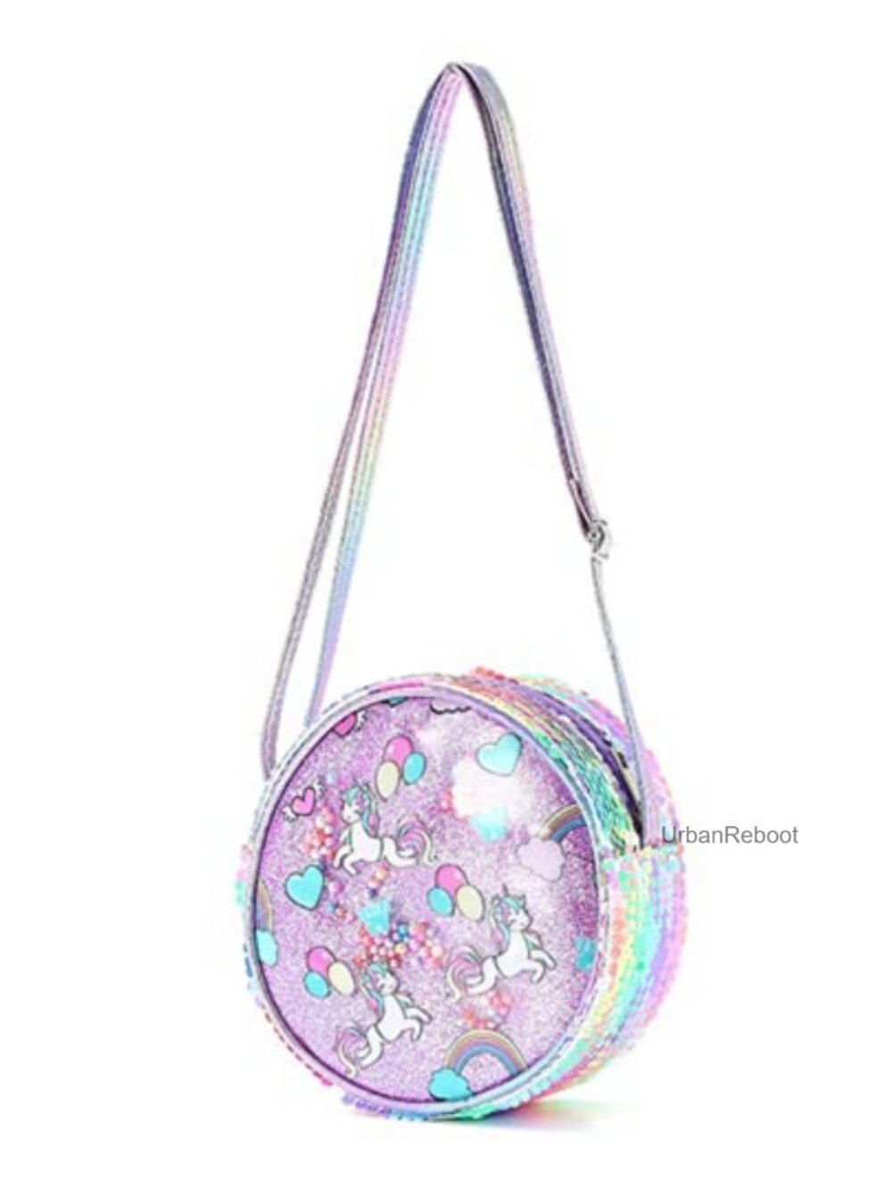 Girls Unicorn Crossbody Purse Sequin Mini Shoulder Bag PU Leather